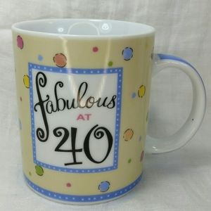 GANZ "Fabulous At 40" MUG 10 oz Cup Yellow w/Dots -c